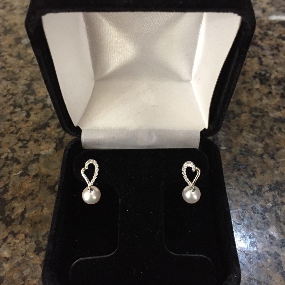Diamond and pearl earrings
